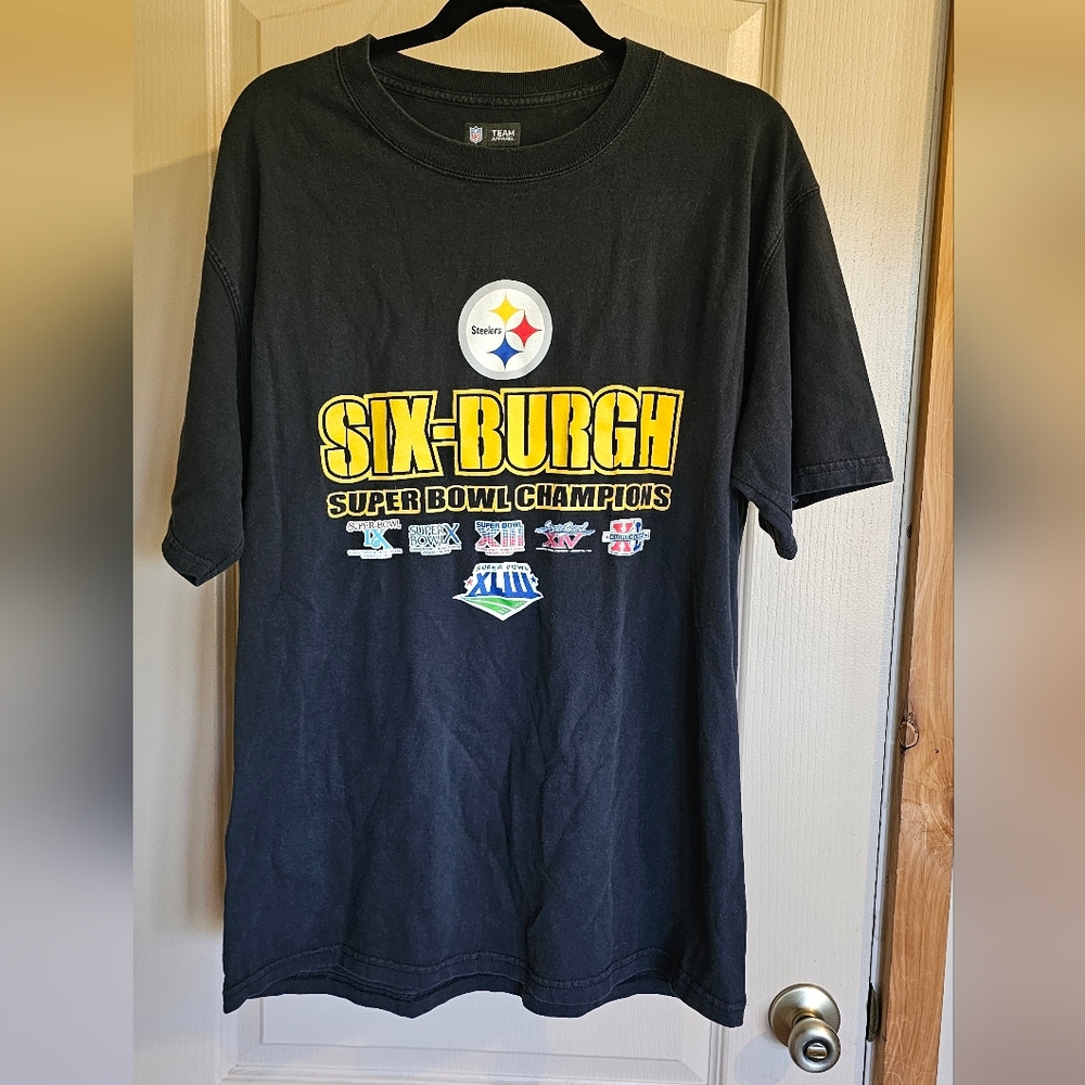 Pittsburgh Steelers Large Six-Burgh Super Bowl Champions T-Shirt Black & Yellow
